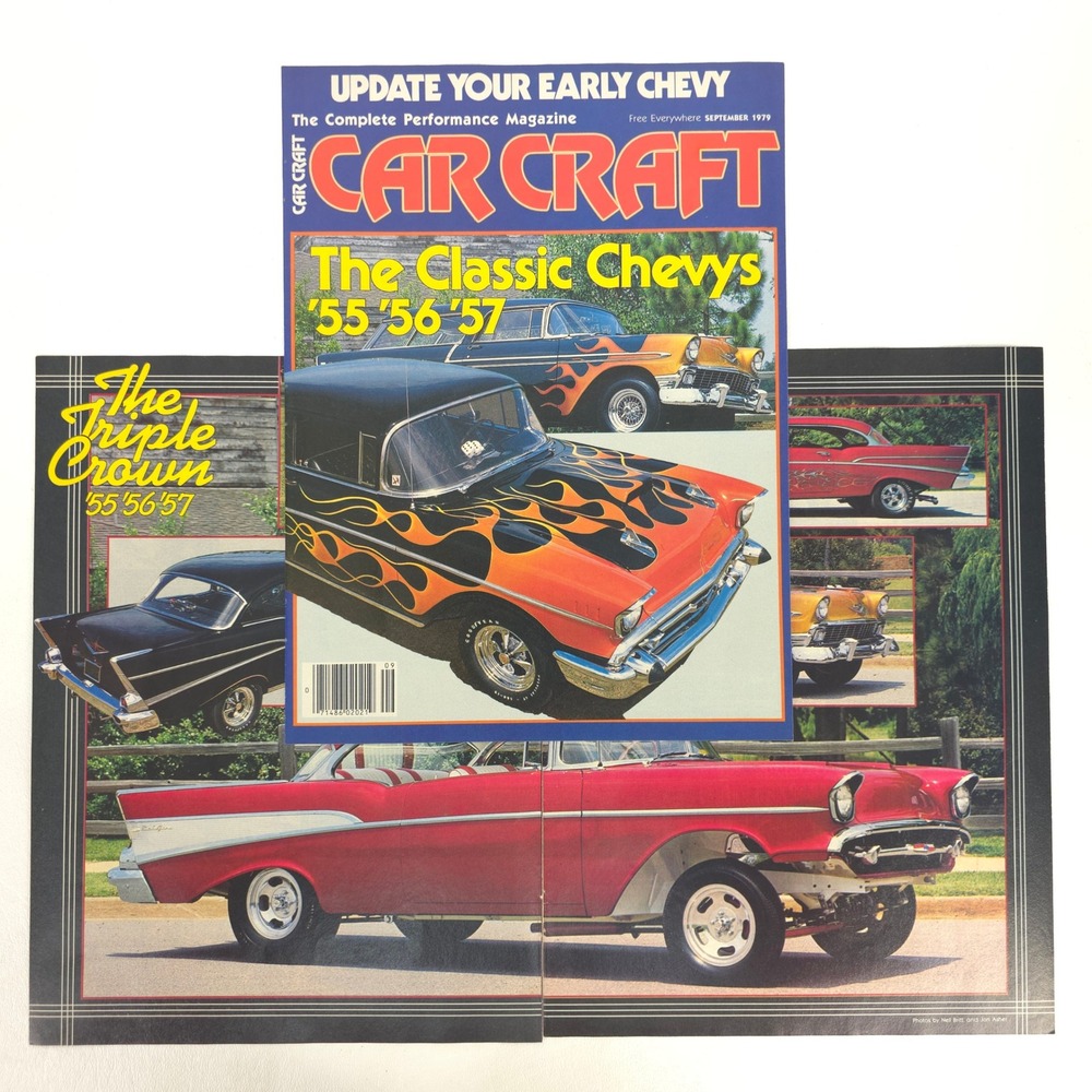 Vintage 55 56 57 Chevy Bel Air Print Ad Poster Spread 1979 Classic Garage Wall